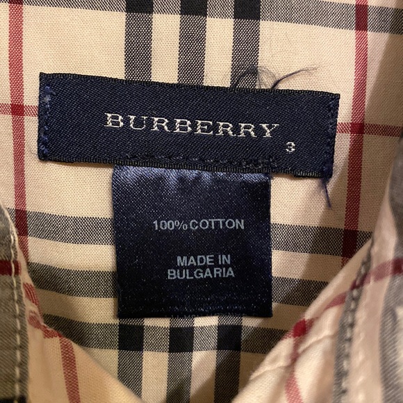 Burberry Vintage Check Long Sleeve Button Down Shirt 3 Kids Cream Plaid - Picture 4 of 11
